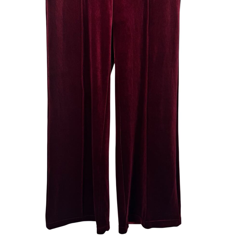 I.N.C. International Concepts Burgundy Red Pintuck Velvet Wide Leg Pants Size S - Picture 3 of 12